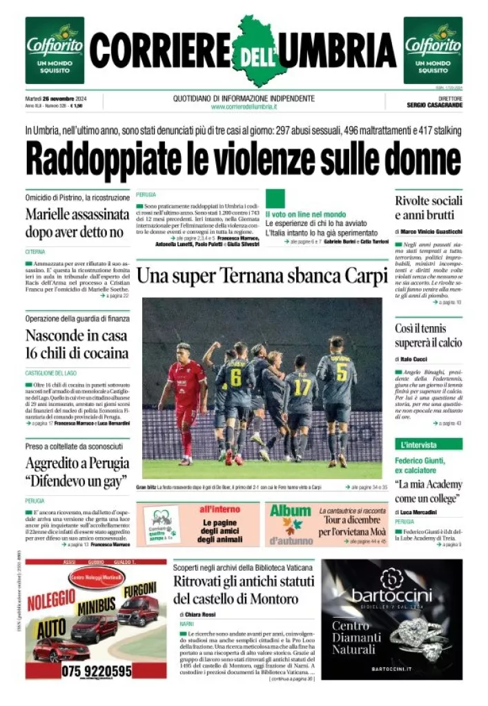 Prima-pagina-corriere umbria-del-2024-11-26